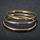 Crystal Woman Bracelets Stainless Steel Cubic Zirconia Stack Bangle
