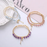 Natural Pearl Double Loop Bracelet Women's Crystal Bracelet