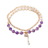 Natural Pearl Double Loop Bracelet Women's Crystal Bracelet