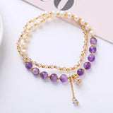 Natural Pearl Double Loop Bracelet Women's Crystal Bracelet