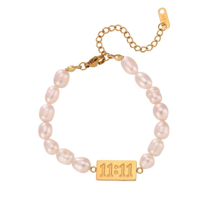 Freshwater Pearl Bracelet 18K Plated Waterproof 11:11 Adjustable