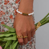 Freshwater Pearl Bracelet 18K Plated Waterproof 11:11 Adjustable