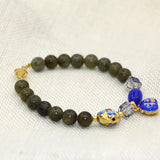 Labradorite 8mm Round Beads Bracelet with Cloisonne Spacers