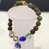 Labradorite 8mm Round Beads Bracelet with Cloisonne Spacers