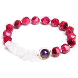 Yellow Quartz Stone Beads Elastic Stretch Bracelet Crystal Jewelry