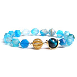 Yellow Quartz Stone Beads Elastic Stretch Bracelet Crystal Jewelry