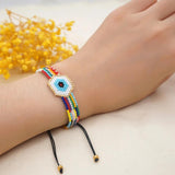 Rice Bead Bracelet Rainbow Eyes Bohemian Handwoven Adjustable Bracelet