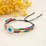 Rice Bead Bracelet Rainbow Eyes Bohemian Handwoven Adjustable Bracelet