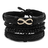 Adjustable Men's Vintage Leather Beaded Bracelet Hand Wristband