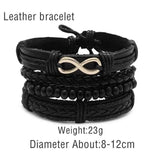 Adjustable Men's Vintage Leather Beaded Bracelet Hand Wristband