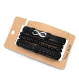 Adjustable Men's Vintage Leather Beaded Bracelet Hand Wristband