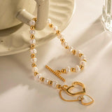 Golden Pearl Beaded Chain Bracelet Baroque Style