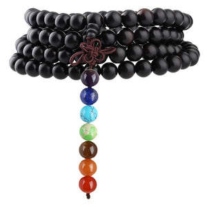 8mm Sandalwood Buddha Prayer Beads Wrap Bracelet Ebony Jewelry