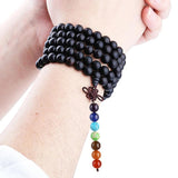 8mm Sandalwood Buddha Prayer Beads Wrap Bracelet Ebony Jewelry