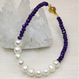 Pearl Beads Abacus Stone Bangle Bracelet Jewelry 7.5inch