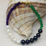 Pearl Beads Abacus Stone Bangle Bracelet Jewelry 7.5inch