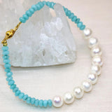 Pearl Beads Abacus Stone Bangle Bracelet Jewelry 7.5inch