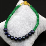 Abacus Green Jade Chalcedony Stone Beads & Natural Pearl Bracelet