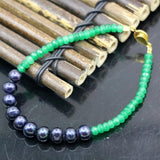 Abacus Green Jade Chalcedony Stone Beads & Natural Pearl Bracelet