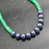 Abacus Green Jade Chalcedony Stone Beads & Natural Pearl Bracelet