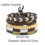 Adjustable Men's Yellow Multilayer Leather Beaded Bracelet