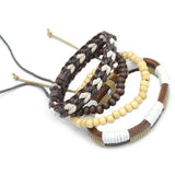 Adjustable Men's Yellow Multilayer Leather Beaded Bracelet