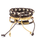 Adjustable Men's Yellow Multilayer Leather Beaded Bracelet