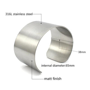 Stainless Steel Cuff Bracelet Wide Bangle 52-72mm