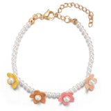 Colorful Flower Charm Bracelets Enamel Bangle Lobster Clasp Bohemian Jewelry