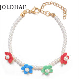 Colorful Flower Charm Bracelets Enamel Bangle Lobster Clasp Bohemian Jewelry