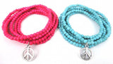 4mm Women Peace Stone Bracelet with Rhodium Charm