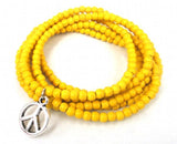 4mm Women Peace Stone Bracelet with Rhodium Charm