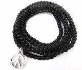 4mm Women Peace Stone Bracelet with Rhodium Charm