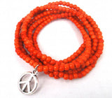 4mm Women Peace Stone Bracelet with Rhodium Charm