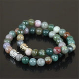 2pcs Natural Stone Bead Charm Bracelet with Buddha Heads