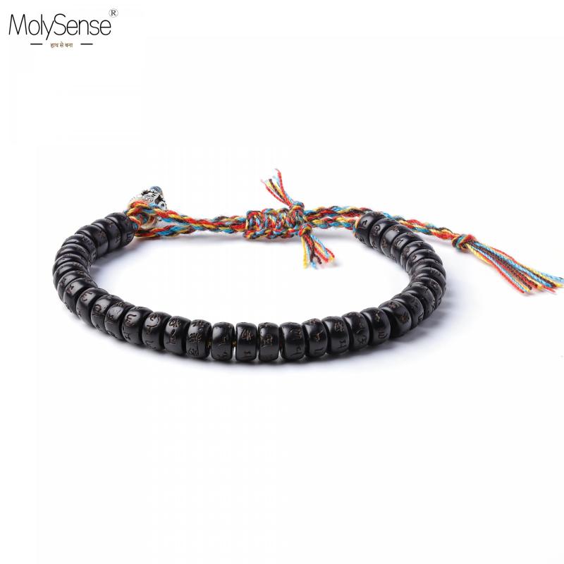 Tibetan Buddhist Lucky Knots Bracelet Coconut Beads Carved Bracelet Men