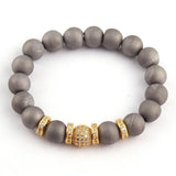 Crystal Armband 10mm Druzy Beads Zircon Pave Strand Bracelet