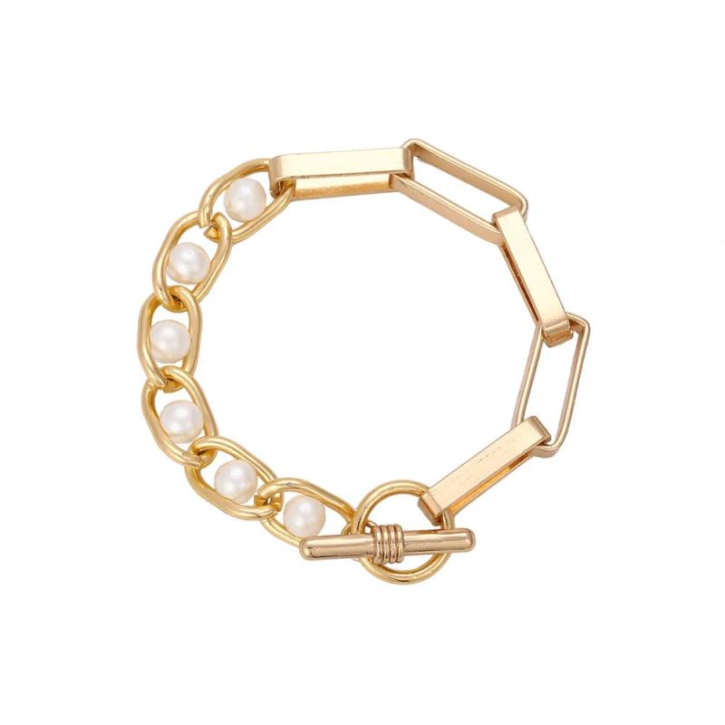 Button Pearl Hand Ornament Metal Chain Bracelet