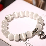 Silver Plated Metal Ball Cat Eye Stone Bracelet