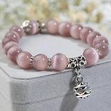 Silver Plated Metal Ball Cat Eye Stone Bracelet