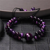 Natural Tiger Eye Stone Beads Bracelet Adjustable Couples Bangle