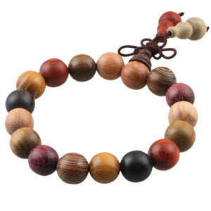 Mixed Wooden Beads Bracelets Natural Luck Gourd Charm Jewelry