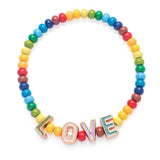 Enamel Beads Bracelets with Colorful Letter Charms Elastic Initial Jewelry