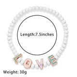 Enamel Beads Bracelets with Colorful Letter Charms Elastic Initial Jewelry