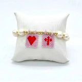 Heart Tag Cross Pearl Bracelet Hand Weaving Bohemia Adjustable