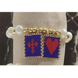 Heart Tag Cross Pearl Bracelet Hand Weaving Bohemia Adjustable