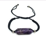 Silver Plated Amethysts Stone Stretchy Bracelet Weave Jewelry