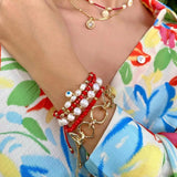 YASTYT Evil Eye Charm Bracelet Red Rope Freshwater Pearl Pulseras Femme