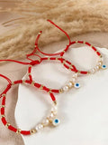 YASTYT Evil Eye Charm Bracelet Red Rope Freshwater Pearl Pulseras Femme