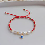 YASTYT Evil Eye Charm Bracelet Red Rope Freshwater Pearl Pulseras Femme